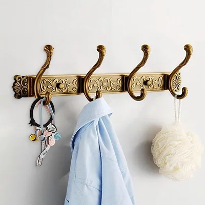 Image de Crochets muraux vintage en métal, 4 crochets, décoration rétro