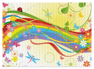 Produktbild von Wallario Duschmatte Antirutschmatte Badmatte Fußmatte Regenbogen im Sommer - Bienchen und Blümchen, Größe ca. 70 x 50 cm