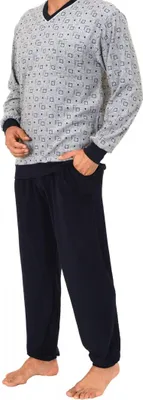 Immagine prodotto di Pigiama da uomo in spugna lungo con polsini - disponibile anche in taglie forti 59673 ; grigio-melange , 56