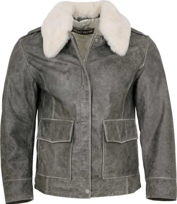Produktbild von Freaky Nation - Herren Lederjacke Blouson Büffelleder grau retro : M