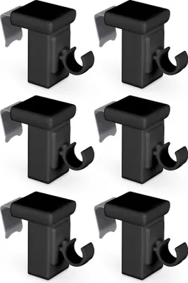 Produktbild von Klemmträger Schwarz 6er Pack – Kunststoff Halter für Caféhausstangen bis Ø10 mm, ohne Bohren, für Fensterrahmen 10-27 mm