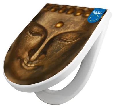 Produktbild von WC Sitz mit Absenkautomatik D Form Motiv Buddha Gold [TDW3 10087]