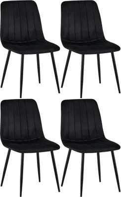 Produktbild von 4er Set Stühle Dijon Samt schwarz
