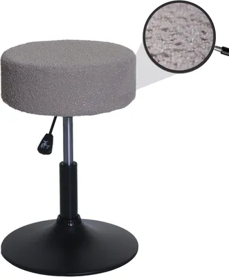 Produktbild von Sitzhocker aus Bouclé-Stoff, taupe, 37cm – Schminkhocker, höhenverstellbar und drehbar, 450g/m²,