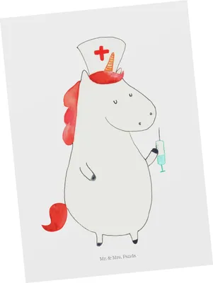 Produktbild von Mr. & Mrs. Panda Fotokarte Einhorn Krankenschwester - Weiß - Geschenk, bildkarte, Ansichtskarten, Grußkarte, Postkarte, Krankenpflegerin, Krankenpfleger, Postkarten