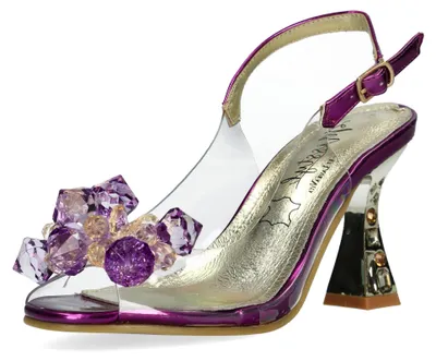 Produktbild von Misstyl by Laura Vita Damen Sandalette Dekorsteine transparent Metallic MYRIANO 16, Größe:39 EU, Farbe:Violett