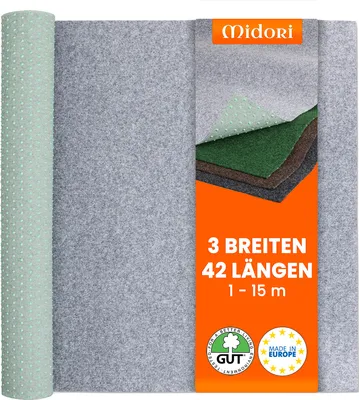 Produktbild von Rasenteppich 200 x 500 cm Grau Kunstrasen-Teppich mit Noppen Balkon Terrasse Outdoor wasserdurchlässig