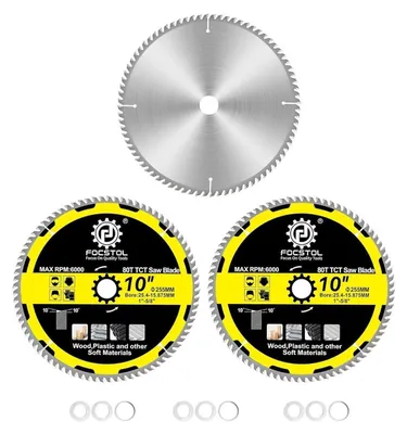 Immagine prodotto di Disco circolare per legno, 255 mm x 30 mm, 80 denti, confezione da 3 pezzi, adatto per compensato, truciolare e materiali plastici
