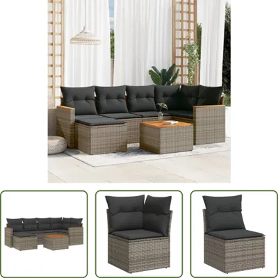 Produktbild von The Living Store 7-tlg. Garten-Sofagarnitur mit Kissen Grau Poly Rattan