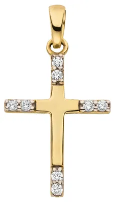 Produktbild von Anhänger Kreuz aus 333 Gold Gelbgold teilrhodiniert 8 Zirkonia 17,2x11,1mm