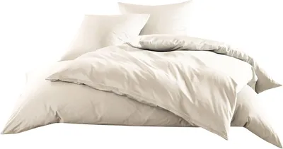 Produktbild von Mako-Satin Baumwollsatin Bettwäsche in Uni-Design (Bettbezug 135 cm x 200 cm, Natur)