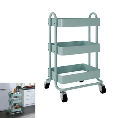 Produktbild von 3-stöckiger Küchenwagen, Allzweckwagen, Servierwagen mit Griff, Multifunktions Aufbewahrungswagen, für Büro, Wohnzimmer, Küche, 459*340*787mm