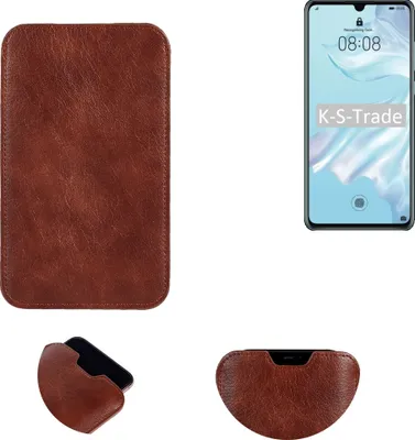 Produktbild von K-S-Trade Schutzhülle Handyhülle kompatibel mit Huawei P30 Pro Handytasche Kunstleder Sleeve in braun