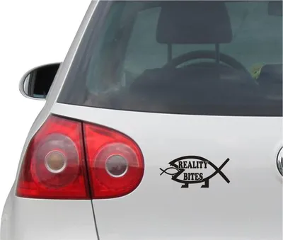 Produktbild von Aufkleber / Autoaufkleber - JDM - Die cut - Reality Bites Decal Darwin Christian Fish Auto Sticker - schwarz - 149mm x68mm