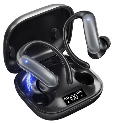 Produktbild von Bluetooth Sport Kopfhörer mit Ohrbügel, 32h Akku, kabellose In Ear Kopfhörer, Stereo Bass, Noise Cancelling, für Joggen, Fitness, wasserdicht