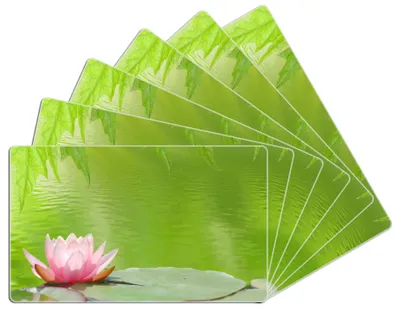 Produktbild von Wallario Frühstücksbrettchen 6er Set aus Glas, je 14 x 23 cm, mit rutschfesten Füßen, Motiv Seerose auf dem Wasser