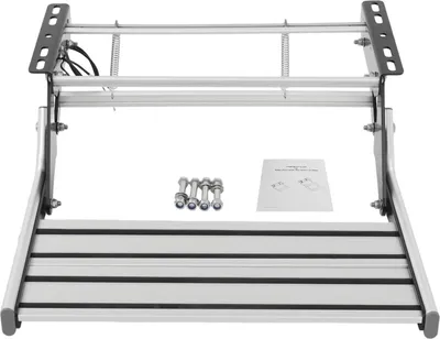 Produktbild von Wohnmobil Trittstufe - Manuell klappbar - Aluminiumlegierung - 12 V LED-Licht - Tragkraft 200 kg - Grau