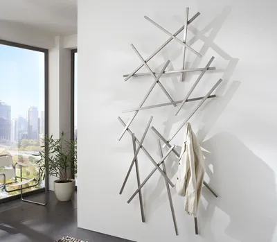 Produktbild von Design Wandgarderobe Skulptur Edelstahl 184x100 Wanddekoration