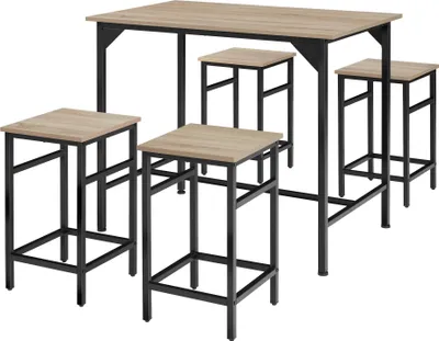 Produktbild von tectake® Bartisch-Set Edinburgh 5-teilig mit höhenverstellbaren Kunststofffüßen