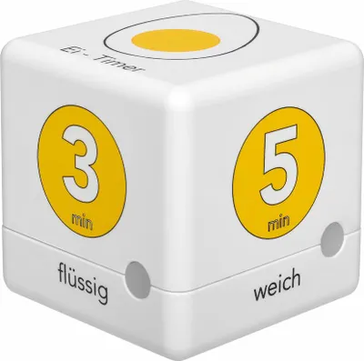 Image de TFA - Minuteur digital à oeufs CUBE-TIMER 38.2041.07 - blanc-jaune