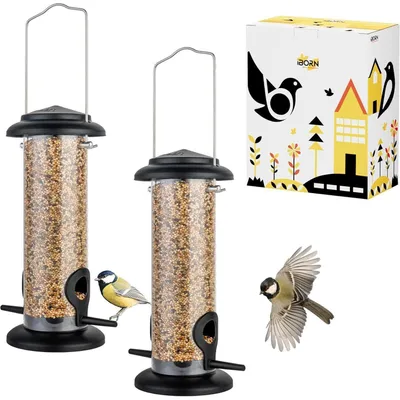 Productafbeelding van Vogelvoerder om op te hangen, metaal, roestvrij, 20 cm, zwart, 2 stuks