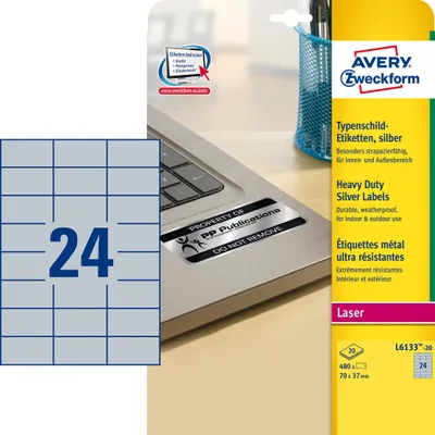 Immagine prodotto di Avery L6133-20 etichetta per stampante Argento Etichetta per stampante autoadesiva