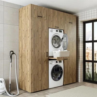 Image de Armoire à lave-linge Roomart DUO-I, largeur 187 cm, en chêne