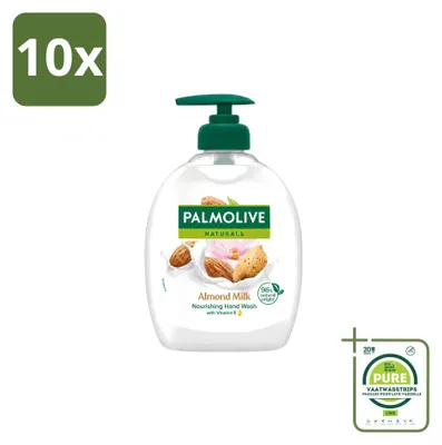 Produktbild von 10 x Palmolive Flüssigseife Amandelmilch und Aloe Vera - 300 ml - Großpackung - 10 Stücke
