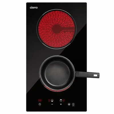 Produktbild von CIARRA 29 cm Glaskeramik-Kochfeld Einbau, 2 Kochzonen, 3000 W Elektrokochfeld, 9 Leistungsstufen, Touch Control, 99 Min Timer, Kindersicherung, KI-generiertes Bild