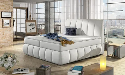 Produktbild von NABBI Gepolstert Doppelbett mit Stauraum Varesa 160 - Weiß