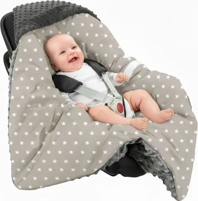 Produktbild von Schlafsack aus weichem Plüsch, 80 x 80 cm, für Autositz, Babytragetuch, Pucktuch - graue Sterne