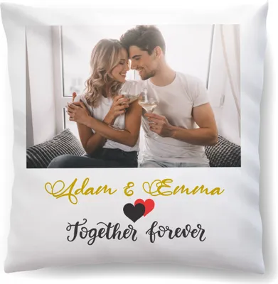Produktbild von PERSONALISIERTES VALENTINSTAG FOTO GESCHENK Für Sie oder Ihn - Kissen Zierkissen (45 x 45 cm) mit eigenen Fotos & Text; Zum Jahrestag, Geburtstag, Muttertag - Motif Forever Together [091]