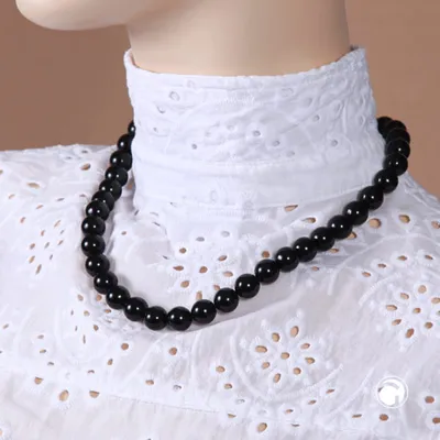 Produktbild von Kette 12mm Kunststoffperlen schwarz glänzend 50cm