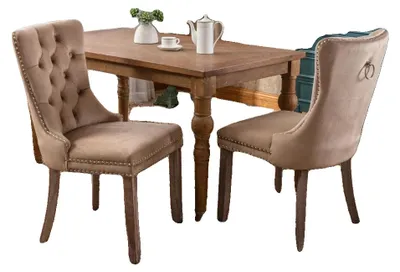 Immagine prodotto di Sedia da pranzo, rivestimento in velluto, gambe in legno massello, CQY-khaki