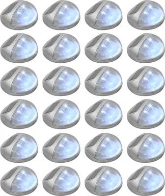 Image de vidaXL Lampes solaires d'extérieur pour mur LED 24 pcs. Rond Argenté
