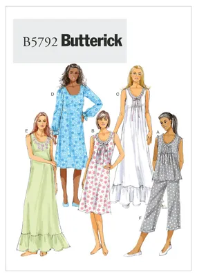 Productafbeelding van Butterick B5792Y patroon voor dames: top, jurk, broek, maten 34-42
