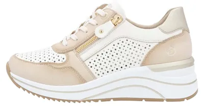 Image de Remonte : Chaussures pour femmes, lacets, style sportif, couleur beige, pour le quotidien
