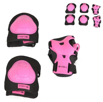Produktbild von Byox Schutzausrüstung H110 Protektoren Ellenbogen- Handgelenk- und Knieschützer pink