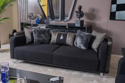 Produktbild von Dreisitzer 240cm Schwarze Luxus Couch Sofa Couchen Möbel Textil Stoff Samt 3er