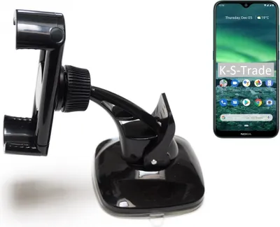 Produktbild von K-S-Trade kompakte Handy-Halterung Windschutzscheibe kompatibel mit Nokia 2.3 Armaturenbrett schwarz Autohalterung KFZ Halter Scheiben-Halterung