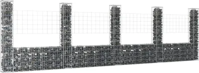 Produktbild von Maison Exclusive - Gabionenkorb U-Form mit 5 Säulen Eisen 500x20x150 cm