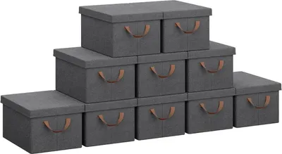 Produktbild von WOLTU 10er Set Aufbewahrungsboxen mit Deckel, mit Griffen, faltbar, Grau