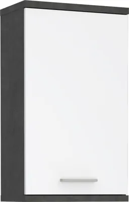 Produktbild von Forte CHAMP Badschrank 40, moderner Hängeschrank mit 1 Tür, Badezimmerschrank, Holzwerkstoff, Weiß mit Betonoptik Dunkelgrau, 40,1 cm breit x 68,8 cm hoch x 23,2 cm tief