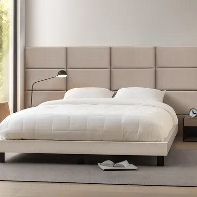 Image de Coussins muraux « Carpino » Panneau rembourré Lot de 3 Velours 60 x 30 cm Gris clair