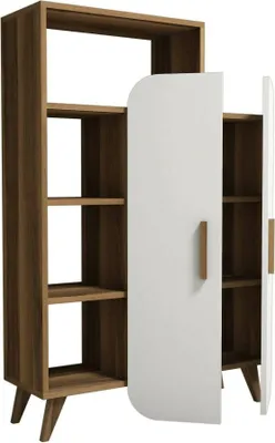 Image de Tormaline - Buffet, 90x32x132h cm Noyer Marron, 5 Étagères