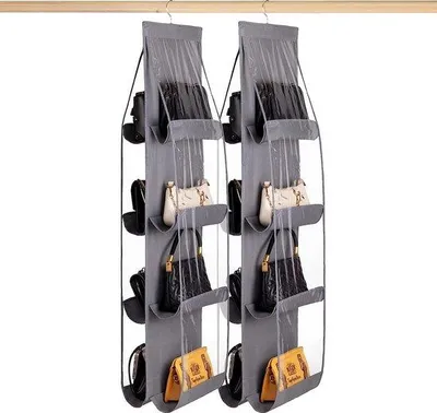 Produktbild von Famanu Handtaschenhalter 2 Stück, Organizer mit 8 Fächern - Grau
