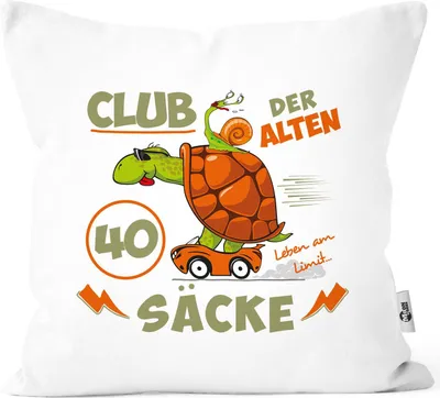 Produktbild von Kissen-Bezug witziges ironisches Geschenk für Männer zum 30, 35, 40, 45, 50, 55, 60, 65, 70, Geburtstag lustiger Spruch MoonWorks® 40 Jahre weiß unisize
