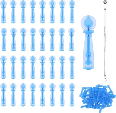 Produktbild von 100 Stück Mitesserentferner, Einweg Akne Pickel Nadeln ABS Blaues, Professionelles Mitesser Makel Entferner Whitehead Mitesser Entferner Set für den Schönheitssalon zu Hause