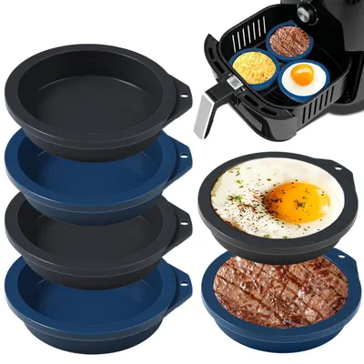 Productafbeelding van Siliconen vorm voor heteluchtfriteuse, eiervorm, broodjesvorm, bakvorm, 10 cm, 6 stuks