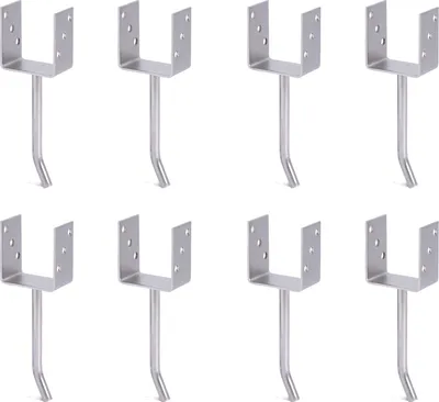 Immagine prodotto di Supporto per montanti a U 8x di Alberts con ancoraggio in acciaio tondo per calcestruzzo, 91x104 mm, ancoraggio da 200 mm, zincato a caldo, da incassare nel calcestruzzo